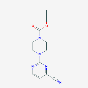 molecular formula C14H19N5O2 B1452915 Tert-butyl 4-(4-cyano-2-pyrimidinyl)tetrahydro-1(2H)-pyrazinecarboxylate CAS No. 1135283-51-0