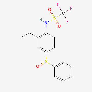 molecular formula C15H14F3NO3S2 B14529800 N-[4-(Benzenesulfinyl)-2-ethylphenyl]-1,1,1-trifluoromethanesulfonamide CAS No. 62677-39-8