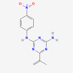 molecular formula C12H12N6O2 B14529807 N~2~-(4-Nitrophenyl)-6-(prop-1-en-2-yl)-1,3,5-triazine-2,4-diamine CAS No. 62393-31-1