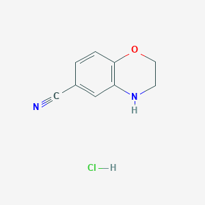 molecular formula C9H9ClN2O B1453002 3,4-Dihydro-2H-benzo[b][1,4]oxazine-6-carbonitrile hydrochloride CAS No. 1314984-94-5