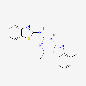 molecular formula C19H19N5S2 B14530288 N''-Ethyl-N,N'-bis[(4-methyl-1,3-benzothiazol-2-yl)]guanidine CAS No. 62540-27-6