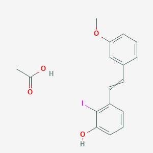 molecular formula C17H17IO4 B14530381 Acetic acid;2-iodo-3-[2-(3-methoxyphenyl)ethenyl]phenol CAS No. 62672-57-5