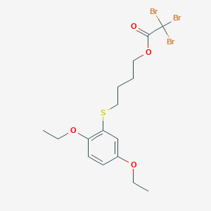 molecular formula C16H21Br3O4S B14530447 Acetic acid, tribromo-, 4-[(2,5-diethoxyphenyl)thio]butyl ester CAS No. 62774-52-1