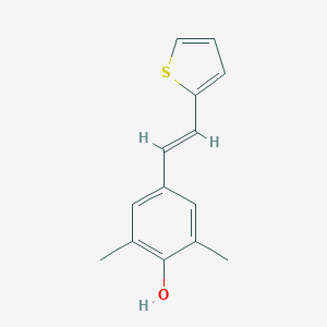 molecular formula C14H14OS B145305 2,6-Dimethyl-4-(2-(2-thienyl)ethenyl)phenol CAS No. 125721-82-6