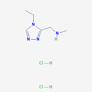 molecular formula C6H14Cl2N4 B1453052 [(4-Ethyl-4H-1,2,4-triazol-3-yl)methyl]methylamine dihydrochloride CAS No. 1255717-71-5