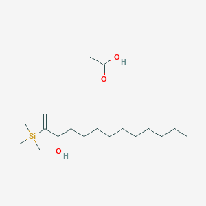 molecular formula C18H38O3Si B14530603 Acetic acid;2-trimethylsilyltridec-1-en-3-ol CAS No. 62527-83-7