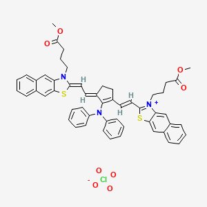 molecular formula C53H48ClN3O8S2 B14530611 Naphtho(2,3-d)thiazolium, 2-(2-(2-(diphenylamino)-3-((3-(4-methoxy-4-oxobutyl)naphtho(2,3-d)thiazol-2(3H)-ylidene)ethylidene)-1-cyclopenten-1-yl)ethenyl)-3-(4-methoxy-4-oxobutyl)-, perchlorate CAS No. 62669-62-9