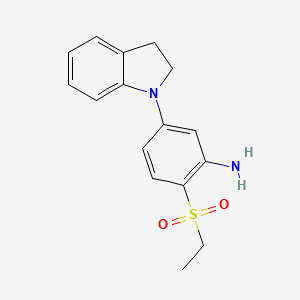 molecular formula C16H18N2O2S B1453068 5-(2,3-Dihydro-1H-indol-1-YL)-2-(ethylsulfonyl)-phenylamine CAS No. 1219976-14-3
