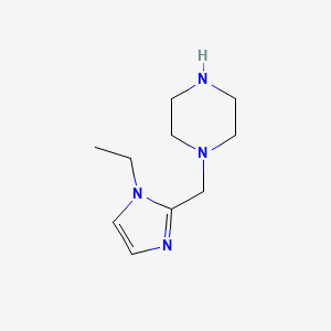 molecular formula C10H18N4 B1453112 1-[(1-ethyl-1H-imidazol-2-yl)methyl]piperazine CAS No. 1311315-76-0