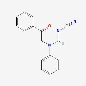 molecular formula C16H13N3O B14531283 N'-Cyano-N-(2-oxo-2-phenylethyl)-N-phenylmethanimidamide CAS No. 62382-57-4