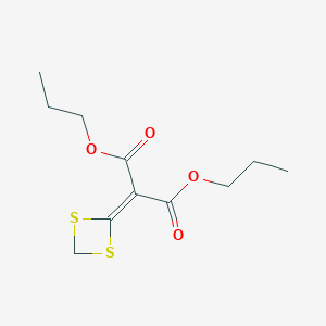 molecular formula C11H16O4S2 B14531824 Dipropyl (1,3-dithietan-2-ylidene)propanedioate CAS No. 62280-75-5