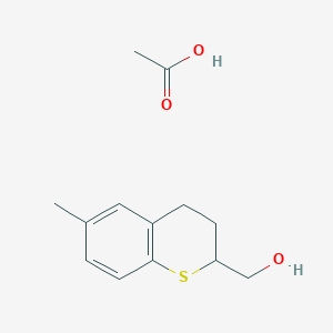 molecular formula C13H18O3S B14532216 acetic acid;(6-methyl-3,4-dihydro-2H-thiochromen-2-yl)methanol CAS No. 62291-30-9