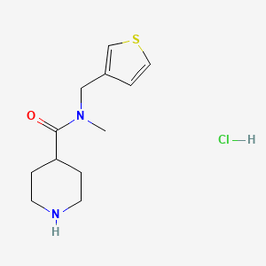 molecular formula C12H19ClN2OS B1453236 N-methyl-N-(thiophen-3-ylmethyl)piperidine-4-carboxamide hydrochloride CAS No. 1258651-66-9