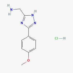 molecular formula C10H13ClN4O B1453238 [5-(4-methoxyphenyl)-1H-1,2,4-triazol-3-yl]methanamine hydrochloride CAS No. 1258650-54-2