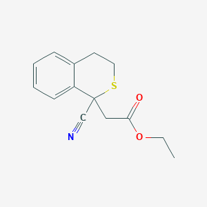 molecular formula C14H15NO2S B14532423 Ethyl (1-cyano-3,4-dihydro-1H-2-benzothiopyran-1-yl)acetate CAS No. 62525-47-7