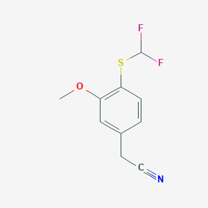 molecular formula C10H9F2NOS B1453248 2-{4-[(Difluoromethyl)sulfanyl]-3-methoxyphenyl}acetonitrile CAS No. 1269151-40-7