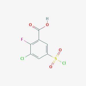 molecular formula C7H3Cl2FO4S B1453270 3-Chloro-5-(chlorosulfonyl)-2-fluorobenzoic acid CAS No. 1242339-12-3