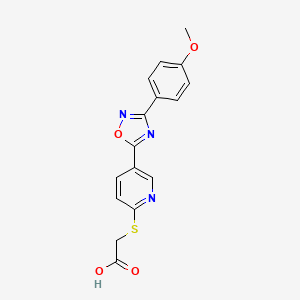 2-({5-[3-(4-Methoxyphenyl)-1,2,4-oxadiazol-5-yl]pyridin-2-yl}sulfanyl)acetic acid
