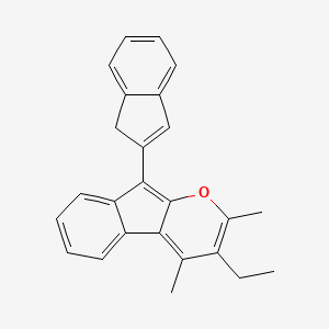 molecular formula C25H22O B14532845 Indeno[2,1-b]pyran, 3-ethyl-9-(1H-inden-2-yl)-2,4-dimethyl- CAS No. 62225-01-8