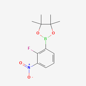 molecular formula C12H15BFNO4 B1453292 2-(2-Fluoro-3-nitrophenyl)-4,4,5,5-tetramethyl-1,3,2-dioxaborolane CAS No. 1189042-70-3