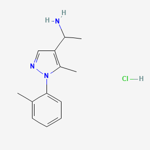 molecular formula C13H18ClN3 B1453300 {1-[5-Methyl-1-(2-methylphenyl)-1H-pyrazol-4-yl]-ethyl}amine hydrochloride CAS No. 1263094-08-1