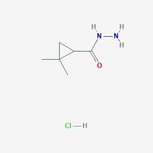 molecular formula C6H13ClN2O B1453302 2,2-Dimethylcyclopropanecarbohydrazide hydrochloride CAS No. 1303993-90-9