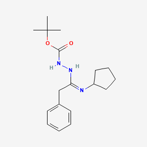 molecular formula C18H27N3O2 B1453312 N'-[1-Cyclopentylamino-2-phenylethylidene]hydrazinecarboxylic acid tert-butyl ester CAS No. 1053657-66-1