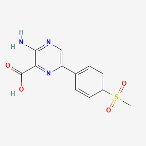 molecular formula C12H11N3O4S B1453315 3-Amino-6-(4-methylsulfonylphenyl)pyrazine-2-carboxylic acid CAS No. 1232423-29-8
