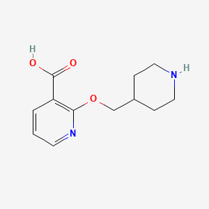 molecular formula C12H16N2O3 B1453317 2-(Piperidin-4-ylmethoxy)nicotinic acid CAS No. 1208087-23-3