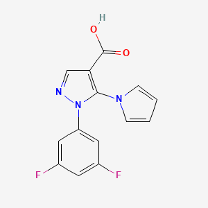 molecular formula C14H9F2N3O2 B1453318 1-(3,5-difluorophenyl)-5-(1H-pyrrol-1-yl)-1H-pyrazole-4-carboxylic acid CAS No. 1232803-45-0