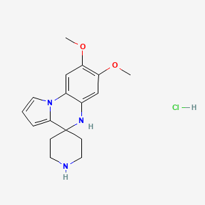 molecular formula C17H22ClN3O2 B1453348 7',8'-dimethoxy-5'H-spiro[piperidine-4,4'-pyrrolo[1,2-a]quinoxaline] hydrochloride CAS No. 1242268-29-6