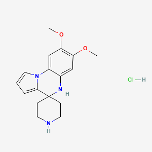 molecular formula C17H22ClN3O2 B1453348 7,8-Dimethoxy-4,5-dihydrospiro[pyrrolo(1,2-a)-quinoxaline-4,4'-piperidine] hydrochloride CAS No. 1242268-29-6