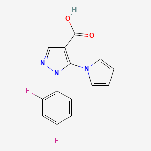 molecular formula C14H9F2N3O2 B1453353 1-(2,4-difluorophenyl)-5-(1H-pyrrol-1-yl)-1H-pyrazole-4-carboxylic acid CAS No. 1224169-67-8