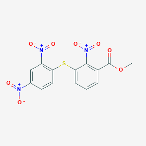 molecular formula C14H9N3O8S B14533540 Methyl 3-[(2,4-dinitrophenyl)sulfanyl]-2-nitrobenzoate CAS No. 62486-46-8