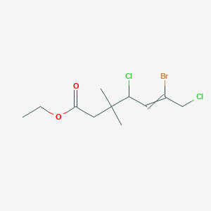 molecular formula C11H17BrCl2O2 B14533545 Ethyl 6-bromo-4,7-dichloro-3,3-dimethylhept-5-enoate CAS No. 62394-45-0