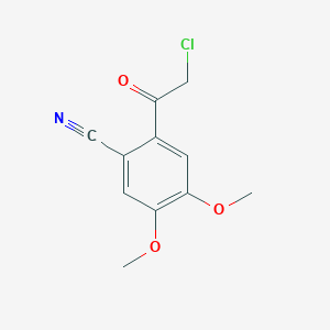 molecular formula C11H10ClNO3 B1453365 2-(Chloroacetyl)-4,5-dimethoxybenzonitrile CAS No. 1228552-59-7