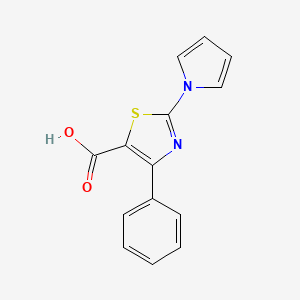 molecular formula C14H10N2O2S B1453370 4-phenyl-2-(1H-pyrrol-1-yl)-1,3-thiazole-5-carboxylic acid CAS No. 1239751-79-1