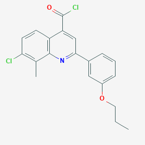 molecular formula C20H17Cl2NO2 B1453412 7-Chloro-8-methyl-2-(3-propoxyphenyl)quinoline-4-carbonyl chloride CAS No. 1160263-80-8