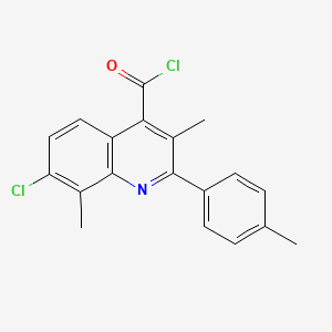 molecular formula C19H15Cl2NO B1453421 7-Chloro-3,8-dimethyl-2-(4-methylphenyl)quinoline-4-carbonyl chloride CAS No. 1160257-02-2
