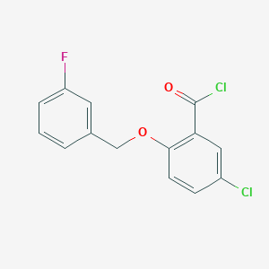 molecular formula C14H9Cl2FO2 B1453424 5-Chloro-2-[(3-fluorobenzyl)oxy]benzoyl chloride CAS No. 1160260-46-7