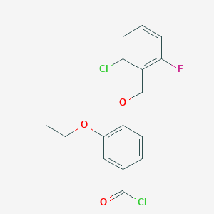 molecular formula C16H13Cl2FO3 B1453425 4-[(2-氯-6-氟苄氧基)-3-乙氧基苯甲酰氯 CAS No. 1160260-52-5