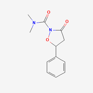molecular formula C12H14N2O3 B14534498 N,N-Dimethyl-3-oxo-5-phenyl-1,2-oxazolidine-2-carboxamide CAS No. 62243-08-7