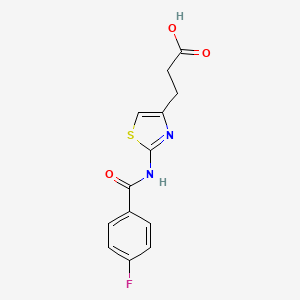 molecular formula C13H11FN2O3S B1453510 3-{2-[(4-Fluorobenzoyl)amino]-1,3-thiazol-4-yl}propanoic acid CAS No. 1105191-95-4