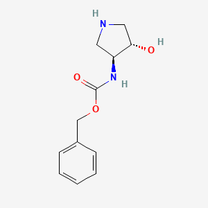 molecular formula C12H16N2O3 B1453569 trans-3-(Cbz-amino)-4-hydroxypyrrolidine CAS No. 1810070-09-7
