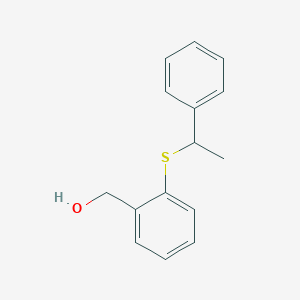 molecular formula C15H16OS B14535824 Benzenemethanol, 2-[(1-phenylethyl)thio]- CAS No. 62296-28-0