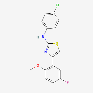 molecular formula C16H12ClFN2OS B14535866 N-(4-Chlorophenyl)-4-(5-fluoro-2-methoxyphenyl)-1,3-thiazol-2-amine CAS No. 62433-43-6
