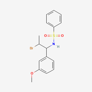 molecular formula C16H18BrNO3S B14535901 N-[2-Bromo-1-(3-methoxyphenyl)propyl]benzenesulfonamide CAS No. 62035-60-3