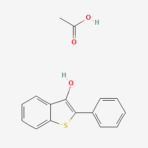 molecular formula C16H14O3S B14535923 Acetic acid;2-phenyl-1-benzothiophen-3-ol CAS No. 62331-85-5