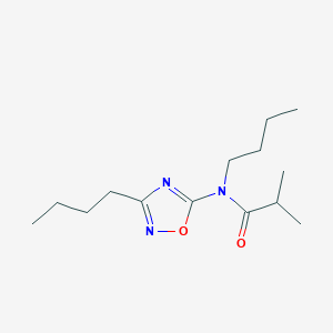molecular formula C14H25N3O2 B14536028 N-Butyl-N-(3-butyl-1,2,4-oxadiazol-5-YL)-2-methylpropanamide CAS No. 62347-83-5