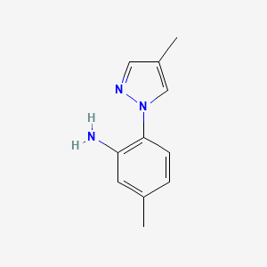 molecular formula C11H13N3 B1453617 5-methyl-2-(4-methyl-1H-pyrazol-1-yl)aniline CAS No. 1184546-75-5
